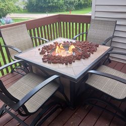 Fireplace Table With 4 Chairs And Cover 