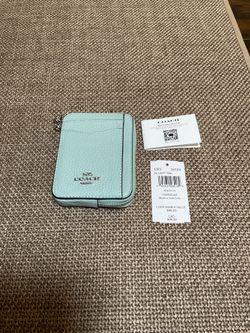 Coach Zip Card Case — NWT  - Light Teal - Silver Hardware