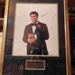 Framed Autographed Muhammad Ali Portrait W/ Authenticity 