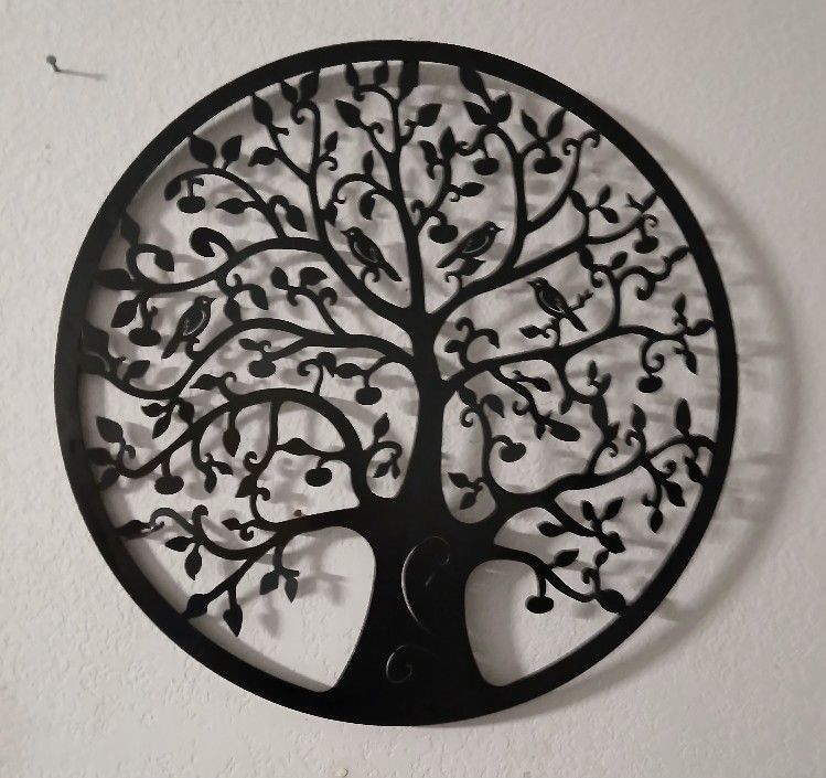 Tree Of Life Wall Art 24 In Diameter, Black Metal.
