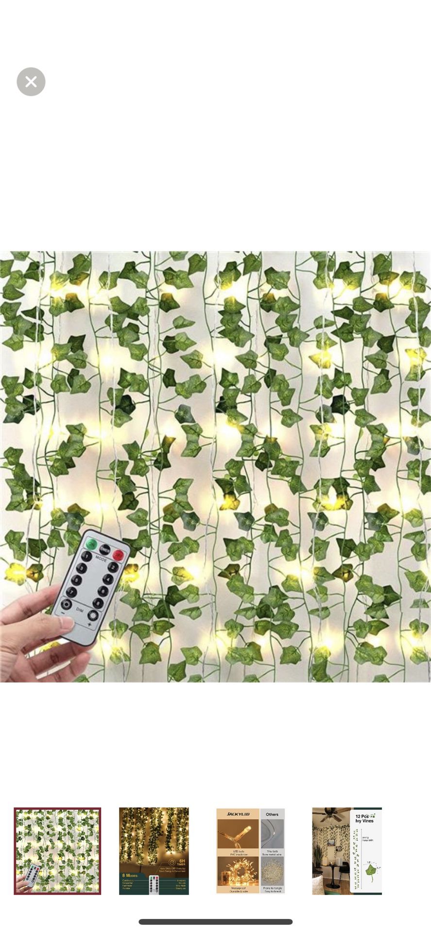 84Ft 12 Pack Artificial Ivy Garland Fake Plants, Ivy Leaves with 80 LED Lights