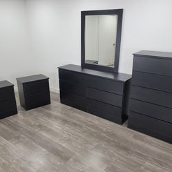 Dresser Whit Mirror,  Chest And 2 Nightstands  - Cómoda Con Espejo,  Gavetero Y 2 Mesitas De Noche