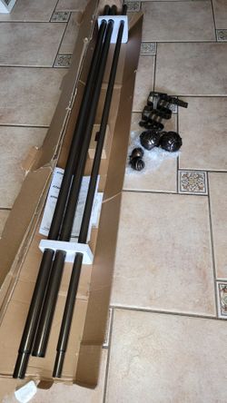 KAMANINA Double Curtain Rod Set – 72" to 144" (Antique Bronze) – Brand New