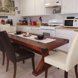 Custom Made Farm Style Kitchen And Dining Tables. 