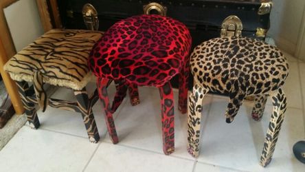 3 child stools with tails. ,paws, &claws 3 for $65. For each $25foot stool