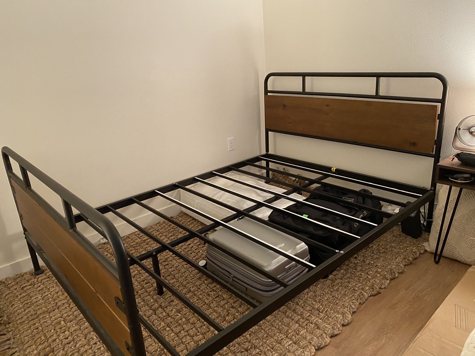 Queen bed frame with headboard and footboard