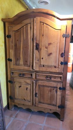 Solid Pine Rustic Armoire - Wardrobe or TV Stand