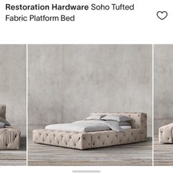 Restoration hardware Soho Tufted Platform Fabric King Size Bed