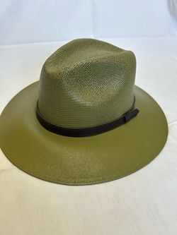 Olive Green Wide Brim Fedora Hat