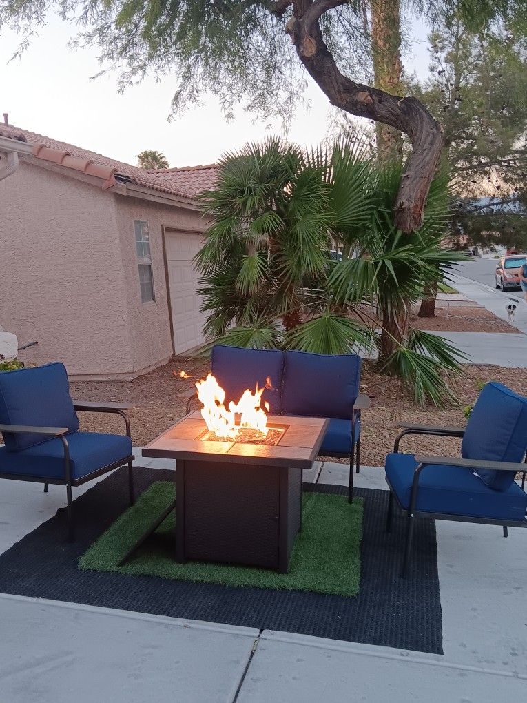 Patio Set Fire Pit And Furniture Set With Cushions