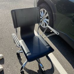 Black Leather Rolling Office Chair