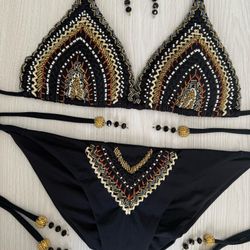 Isla Swimwear Black And Orange 