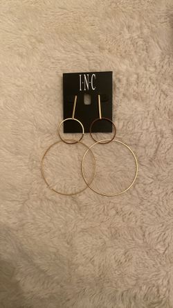 INC Gold Large Hoop Tower Earrings 
