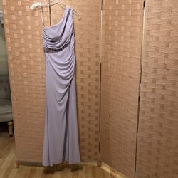 Long  One Strap Lavender Colored Prom Dress