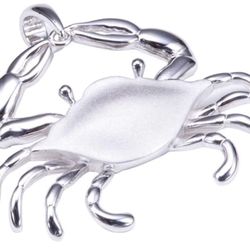 Sterling Silver Crab Sandblast Finish Pendant 