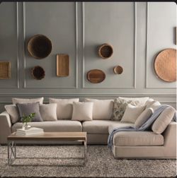 Beige Sectional Sofa - Amalfi 120.5" Wide Reversible Modular Sectional