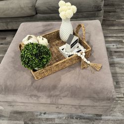 Ottoman and Decorative Tray with Accessories
