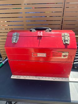 Vintage Sears Craftsman 9-6536 Red Double Cover Cantilever Metal Tool Box 18” Toolbox