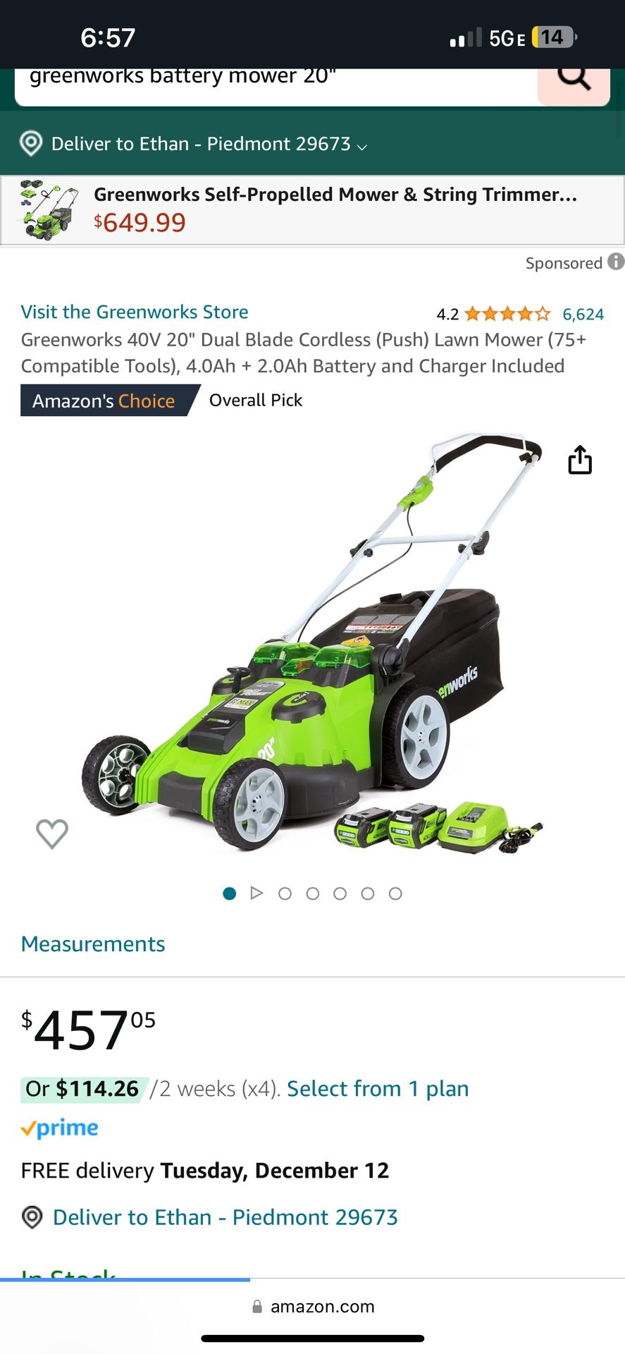 Green Works Electric Lawnmower