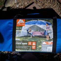 Ozark Trail Alpha Camper 13' x 9' Screen House Canopy Sun Shade with One Room, Blue