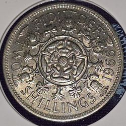 1966 Great Britain 2 Shillings Coin