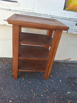 Wood End Table with Open Shelves