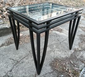 Stylish Contemporary End Table with Glass Top and Steel Frame - Sturdy!

