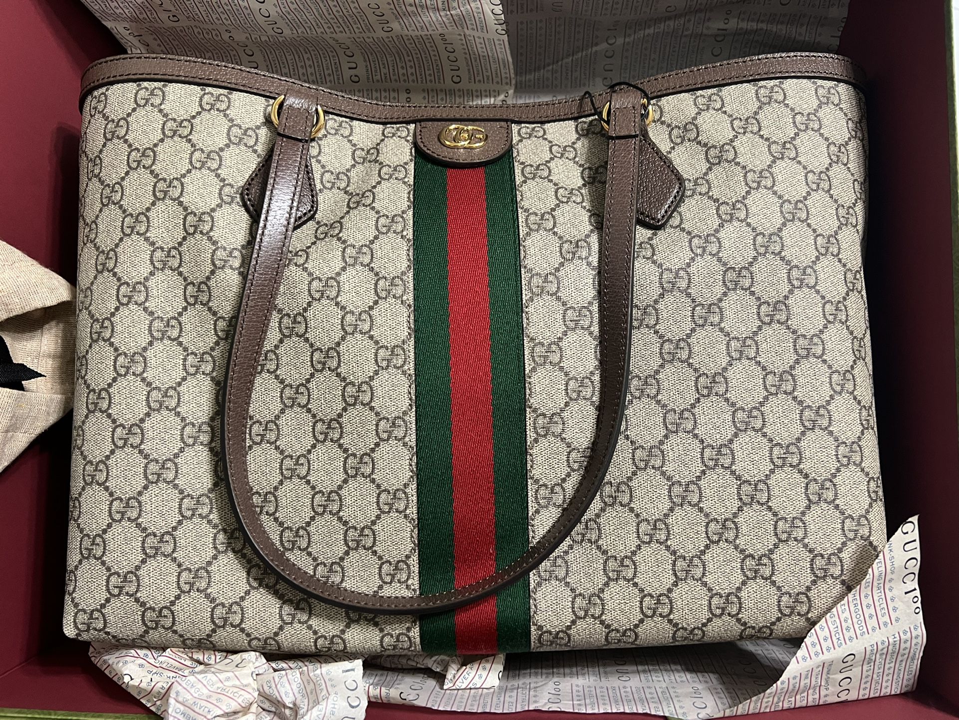 Gucci Ophidia Gg Supreme Original Tote Bag In Brown