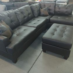 Espresso Sectional W/ Ottoman 
