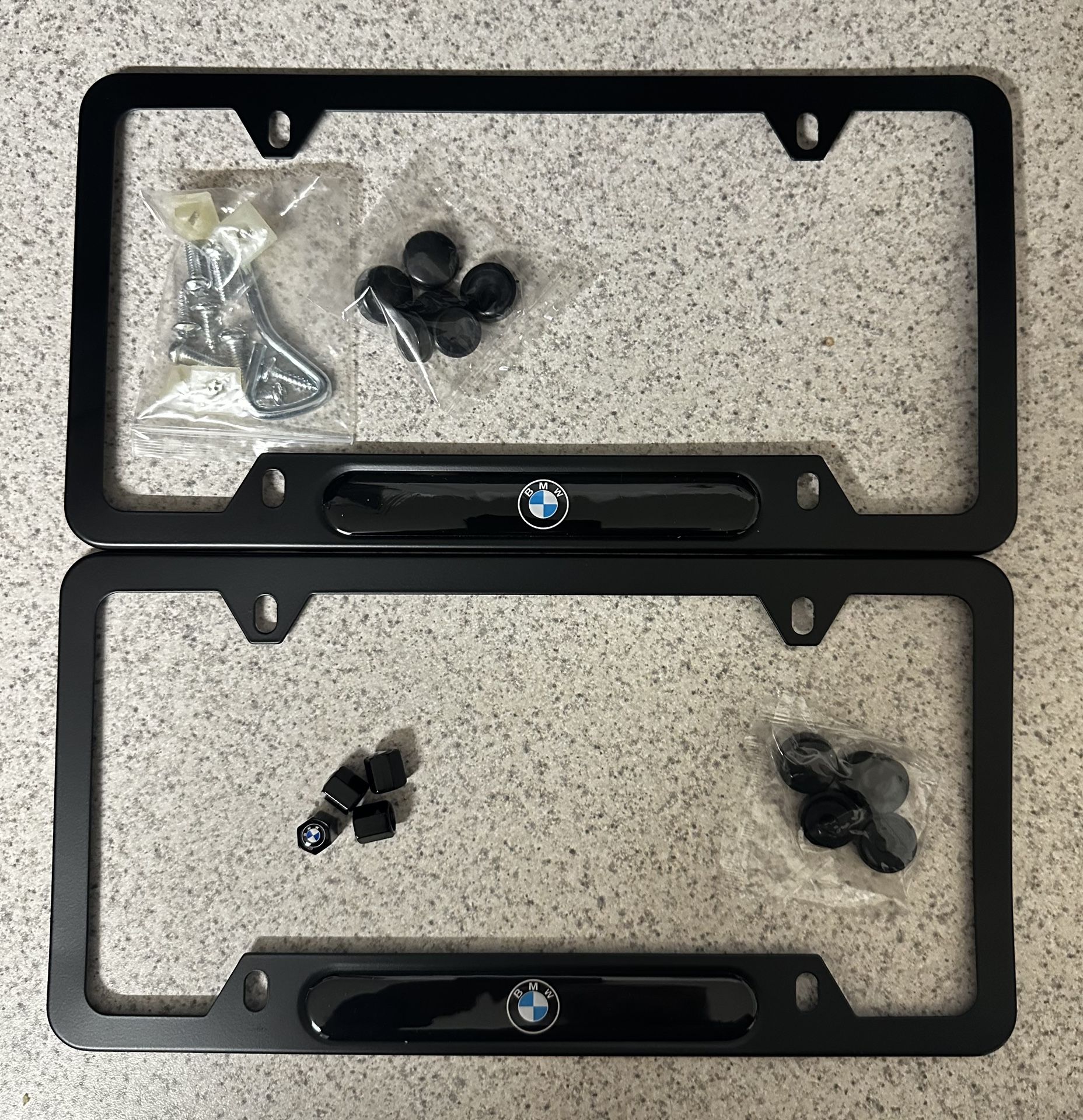 2pk BMW License Plate Frames & Tire Valve Stem Caps
