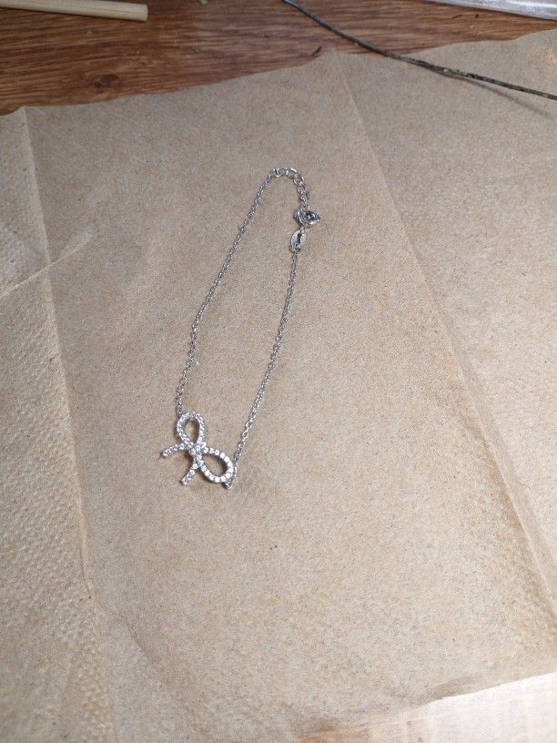 Sterling Silver Bracelet Bow With Diamonds