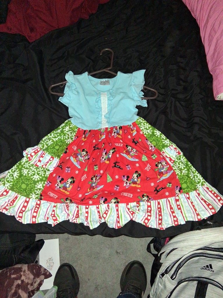 Size six mickey and minnie dress , custom made