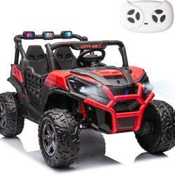 24V 4WD Ride on Car Truck w/Remote Control,4×4 Kids UTV, 2 Seater 24V Battery Powered 4 Wheels Electric Car for Kids Ages 3+, Red