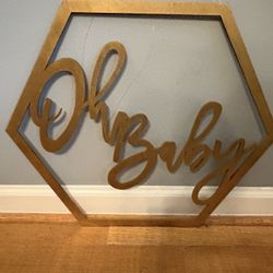 Wooden Hexagonal Oh Baby Sign