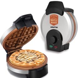 New Gourmia Belgian Waffle Maker Compact Adjustable Browning