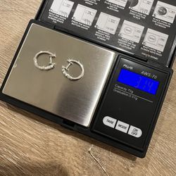 Vintage 14K White Gold Diamond Hoop Earrings