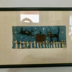 Halloween print framed and signed, original