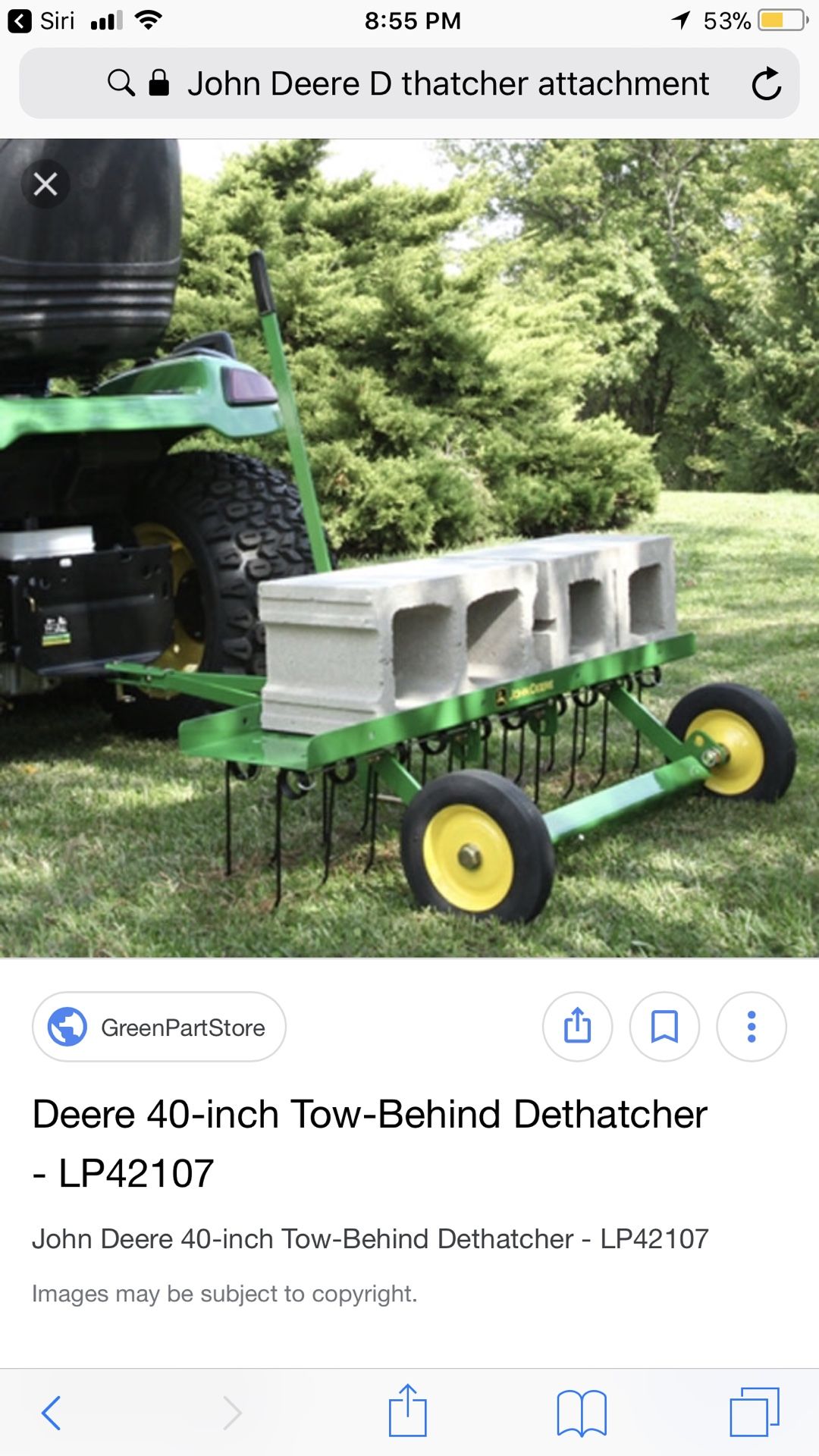 John Deere aerator attachment