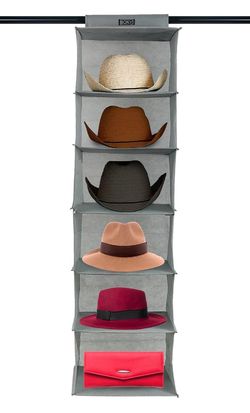 Boxy Concepts 6 Shelves Cowboy Hat Rack for Closets - 13" Wide Extra Large Hat Organizer for Brimmed Styles - Cap Holder