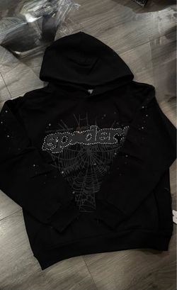Sp5der Black Rhinestone Hoodie
