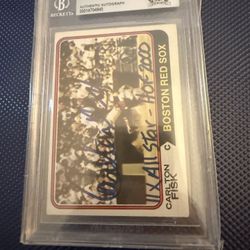 Carlton Fisk 1974 TOPPS SIGNED / AUTO 2 Inscriptions BOSTON BECKETT