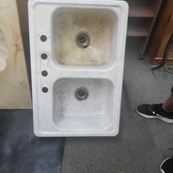 White Enamel Deep Sink