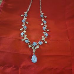 Ice Blue Crystal Necklace