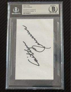 Caitlyn Jenner BAS 10 Auto Signed 3x5 Index Card Olympic Gold Medalist
