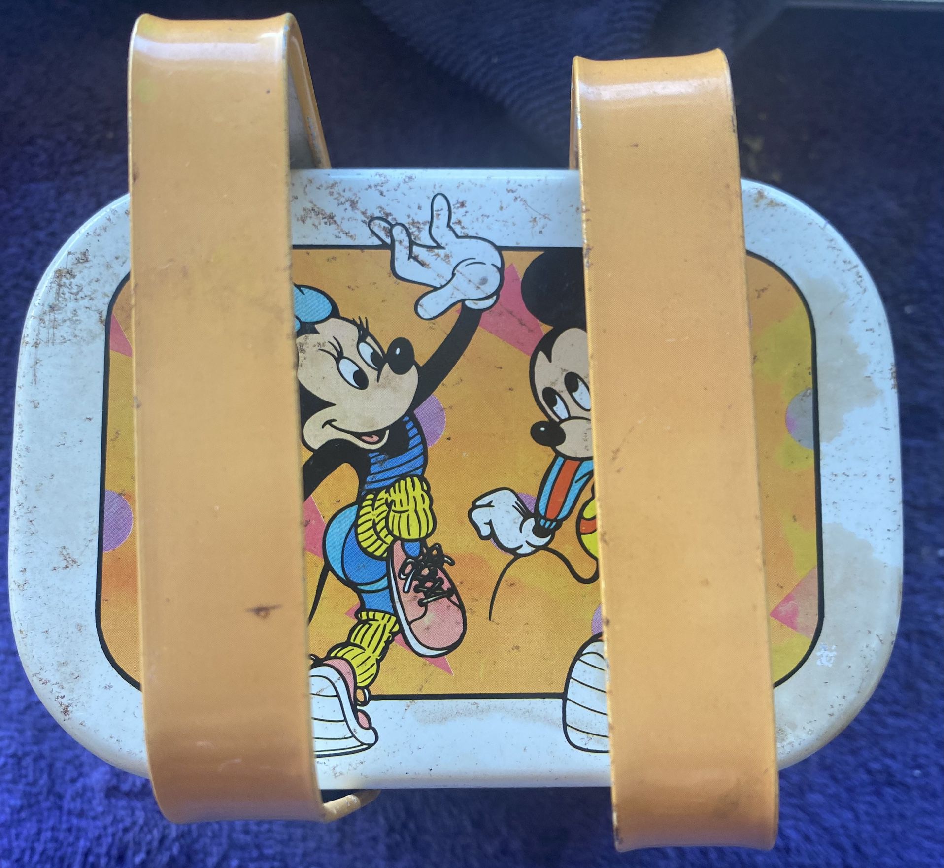Vintage Walt Disney Mickey & Minnie Mouse Exercise Tin With Handles
