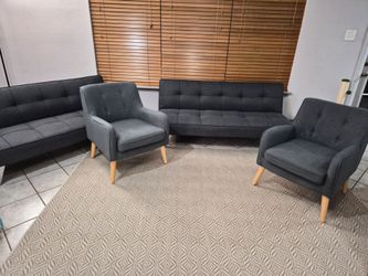 2 Futon Sofa beds and 2 Chairs
