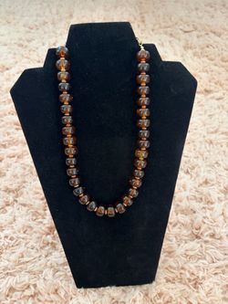 Amber Brown Beaded Necklace