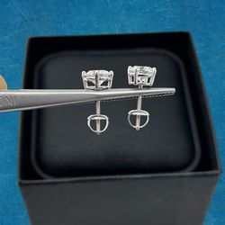 14k white gold screw back earrings
