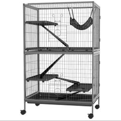 50" H Rolling Small Animal Cage~NEW~ w Hammock, Ferret Cage, Chinchilla Cage, Pet Habitat w 4 Doors