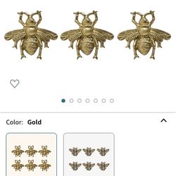 Set of 6 Vintage Gold Zinc Cabinet Knobs, Decorative Metal Bee Shape Knobs Pull Handle for Door Cabinet Drawer, Antique Dresser Knobs Home Furniture H